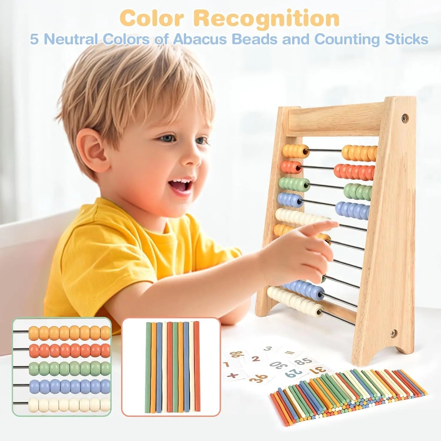 Fidtoy Wooden Math Toy Set for Kids Counting Addition Multiplication Learning Kit