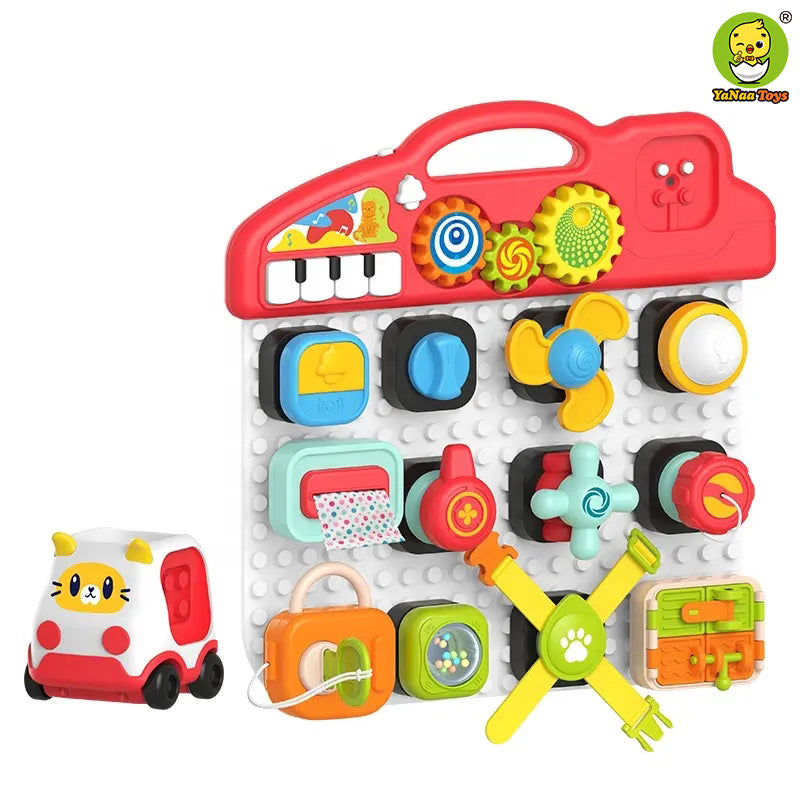 Fidtoy Multifunctional Early Education Busy Learning Activity Blocks Board Musical Sensory Toy for Toddlers Age 1+