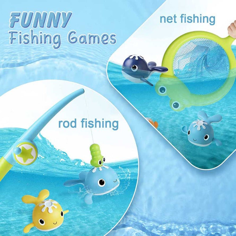 Fidtoy Baby Bath Fishing Toy Set Magnetic Whale Water Game