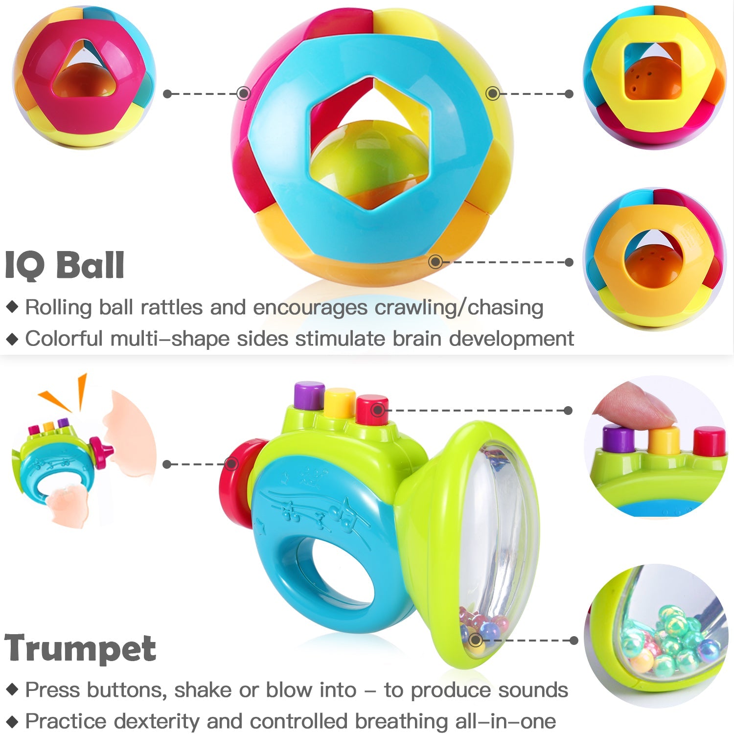 Fidtoy 10 pièces hochet et anneau de dentition pour bébé