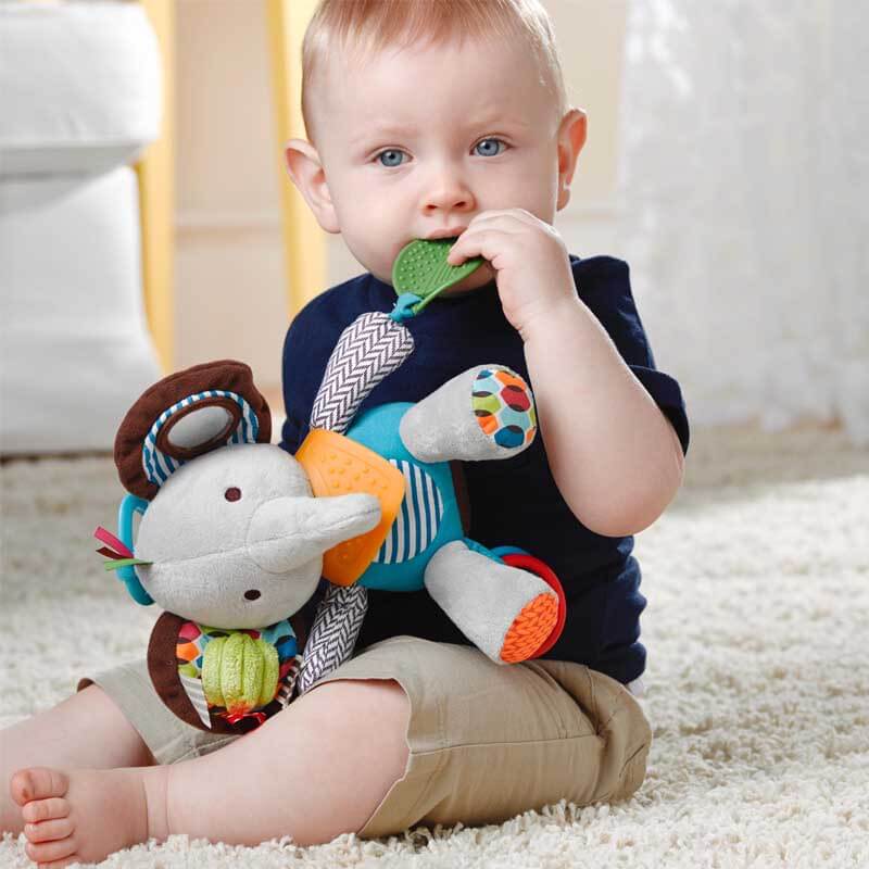 Fidtoy Baby Bandana Buddy Teether and Sensory Toy for Infants | Soft Multi-Sensory Play for Home & Travel