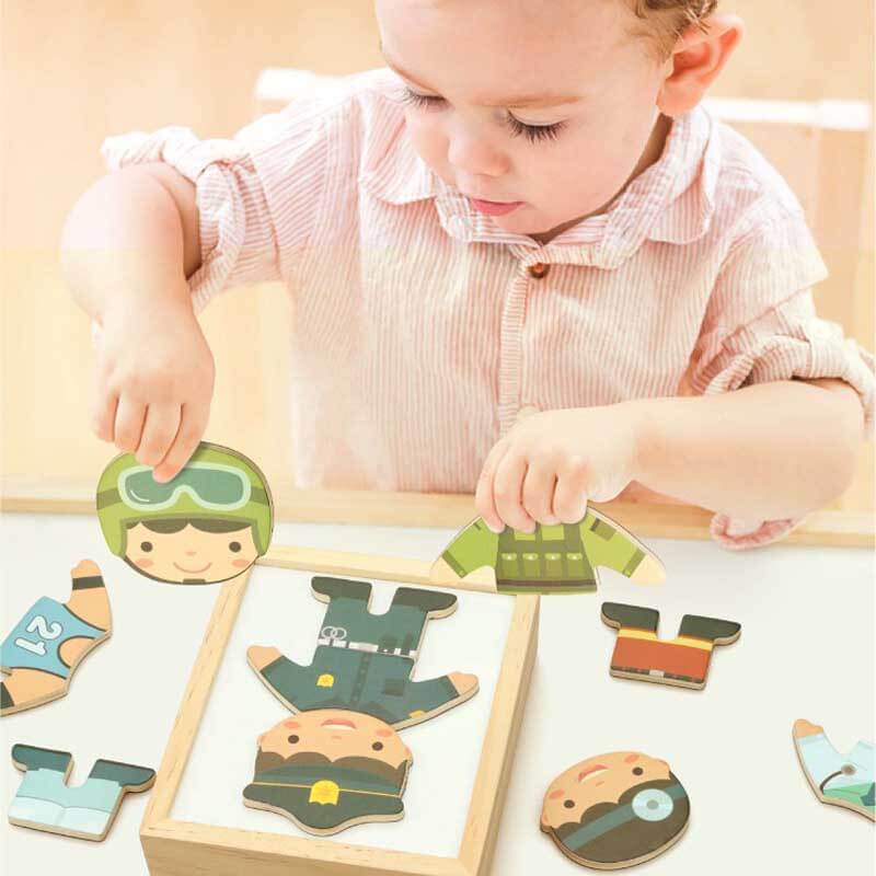 Fidtoy Magnetic Dress Up Puzzle Wooden Role Play Toy for Kids