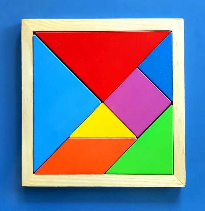 Fidtoy Wooden Tangram Intelligence Puzzle 7 Pieces, Classic Wooden Tangram Brain Teaser with 26 Challenges, Portable Shape Building Puzzle for Spatial Awareness and Problem Solving Ages 4+