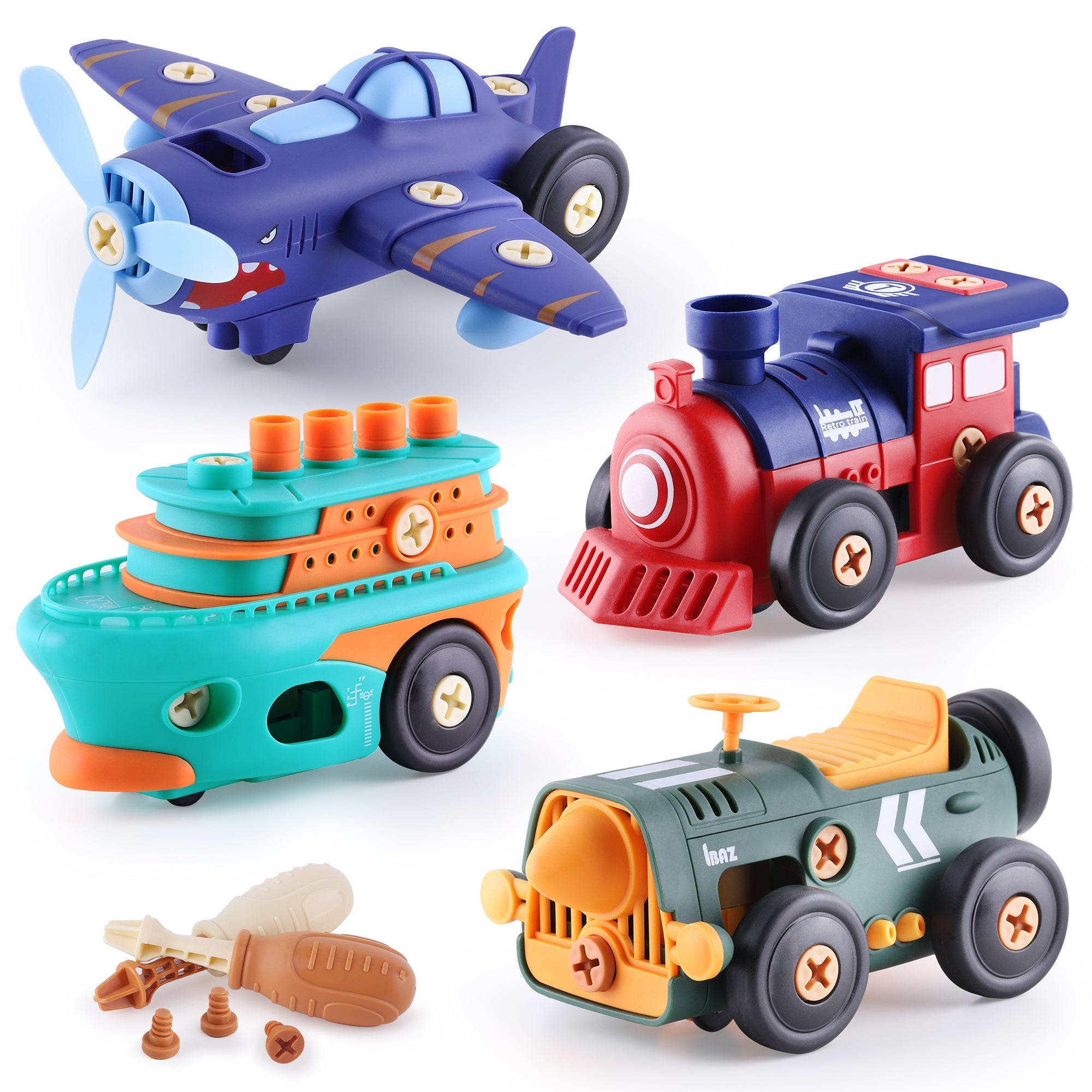 Fidtoy Take Apart Vehicle Playset STEM Toy for Kids