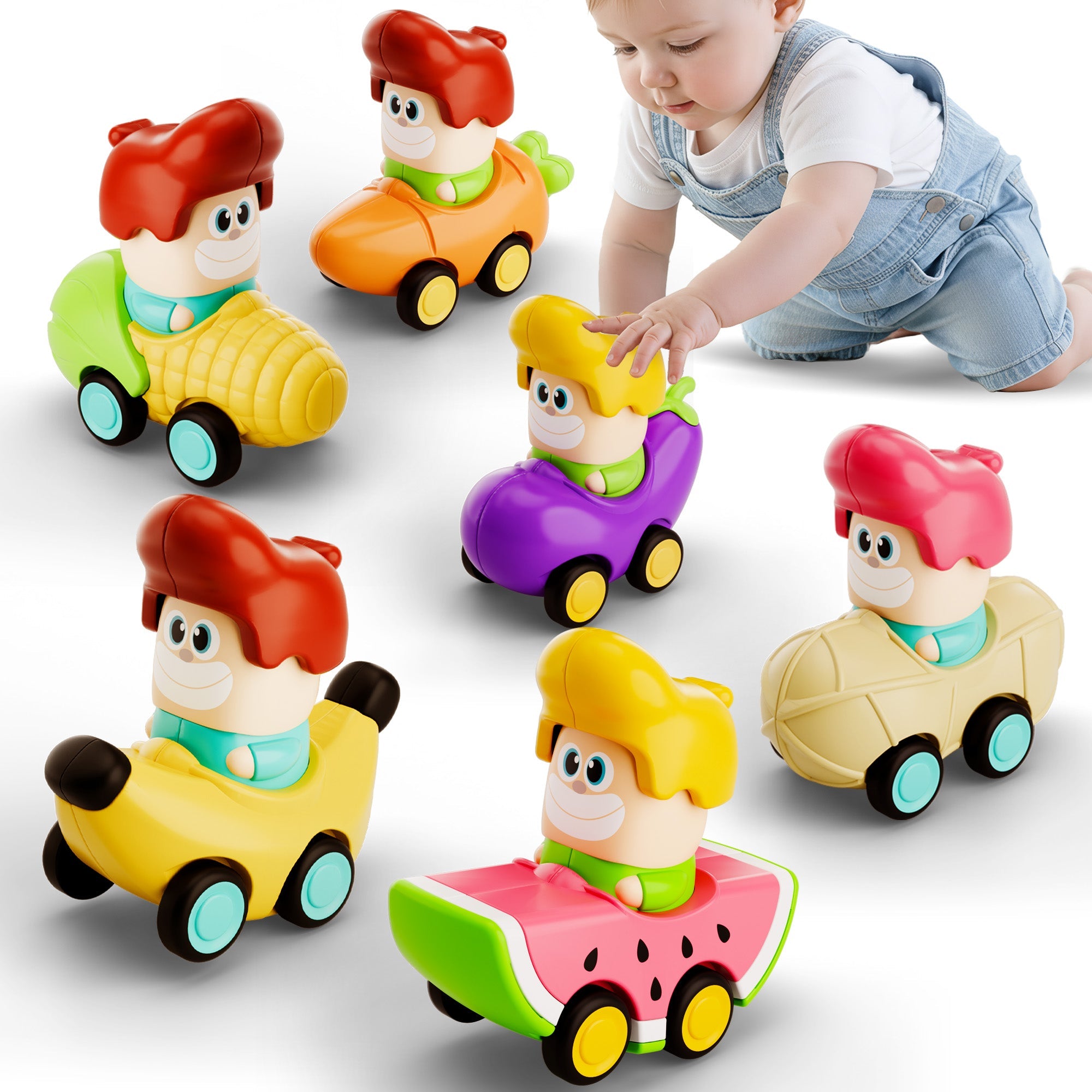 Fidtoy 6PCS Press to Go Car Toys for Toddlers