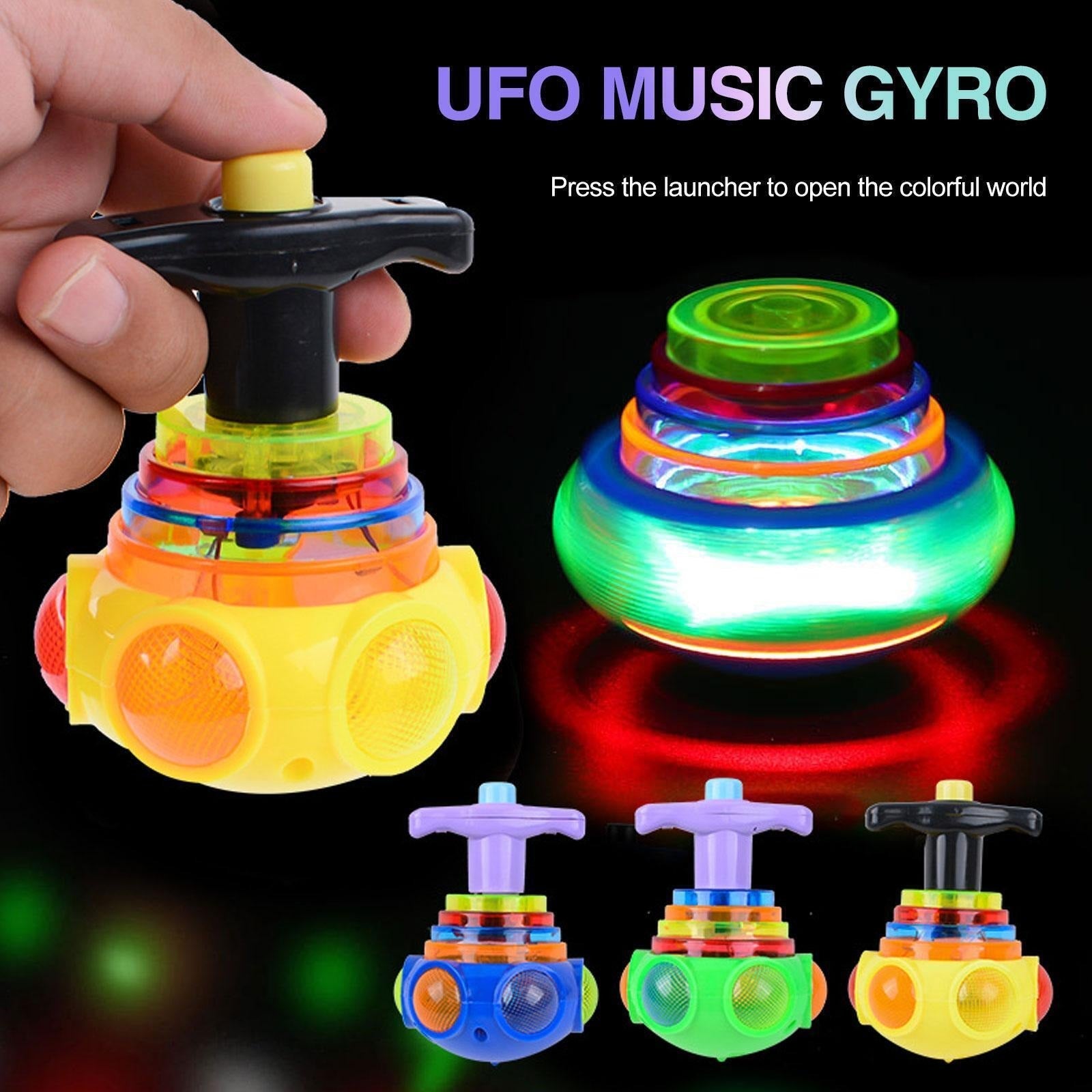 Fidtoy Light and Music UFO Gyro Spinning Top Toy for Kids Active Sensory Indoor Fun