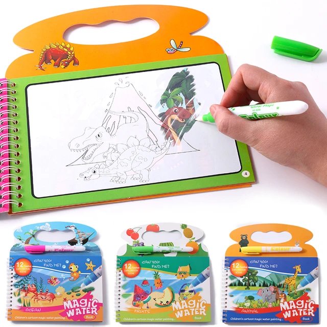Livre Magique à l'Eau Fidtoy - Activité de Coloriage Réutilisable pour Enfants 3+ Animaux