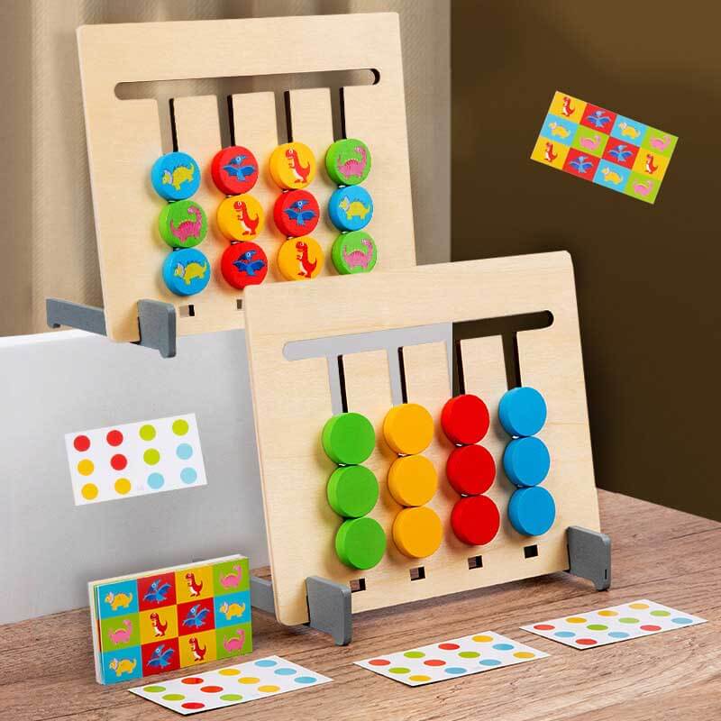 Fidtoy Double-Sided Wooden Puzzle Board for Toddlers | Montessori Logic & Color Matching Educational Toy