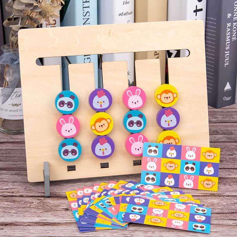 Fidtoy Double-Sided Wooden Puzzle Board for Toddlers | Montessori Logic & Color Matching Educational Toy