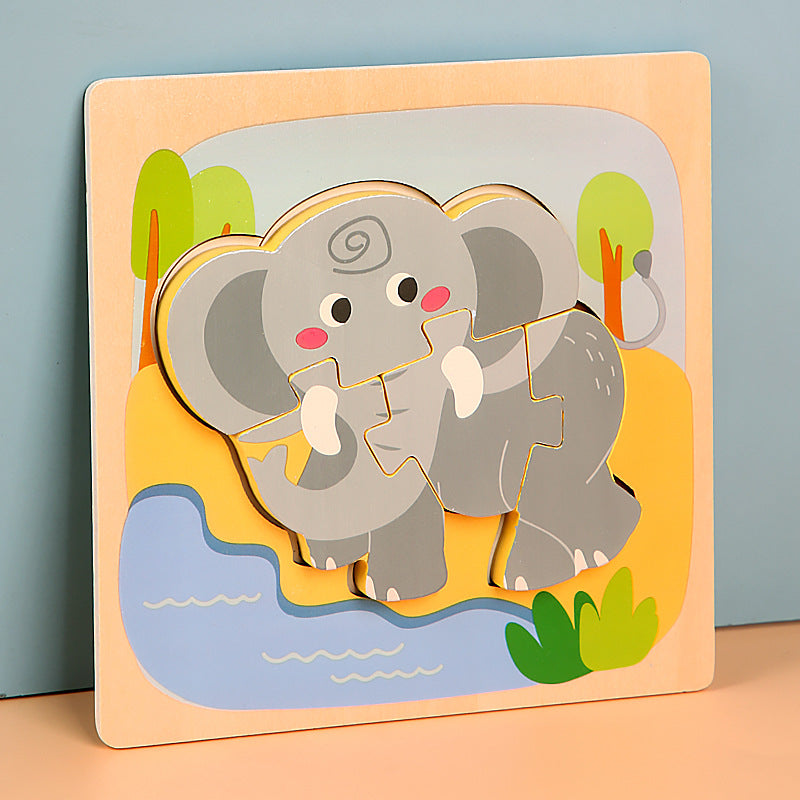 MiniMind™ Wooden Chunky Puzzle Set - Montessori Learning Toys for Toddlers