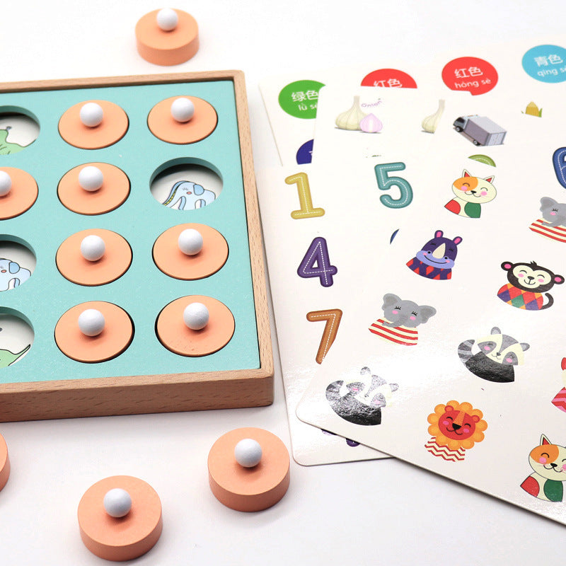 Jeu d'échecs de mémoire en bois - Puzzle éducatif 3D pour enfants et famille