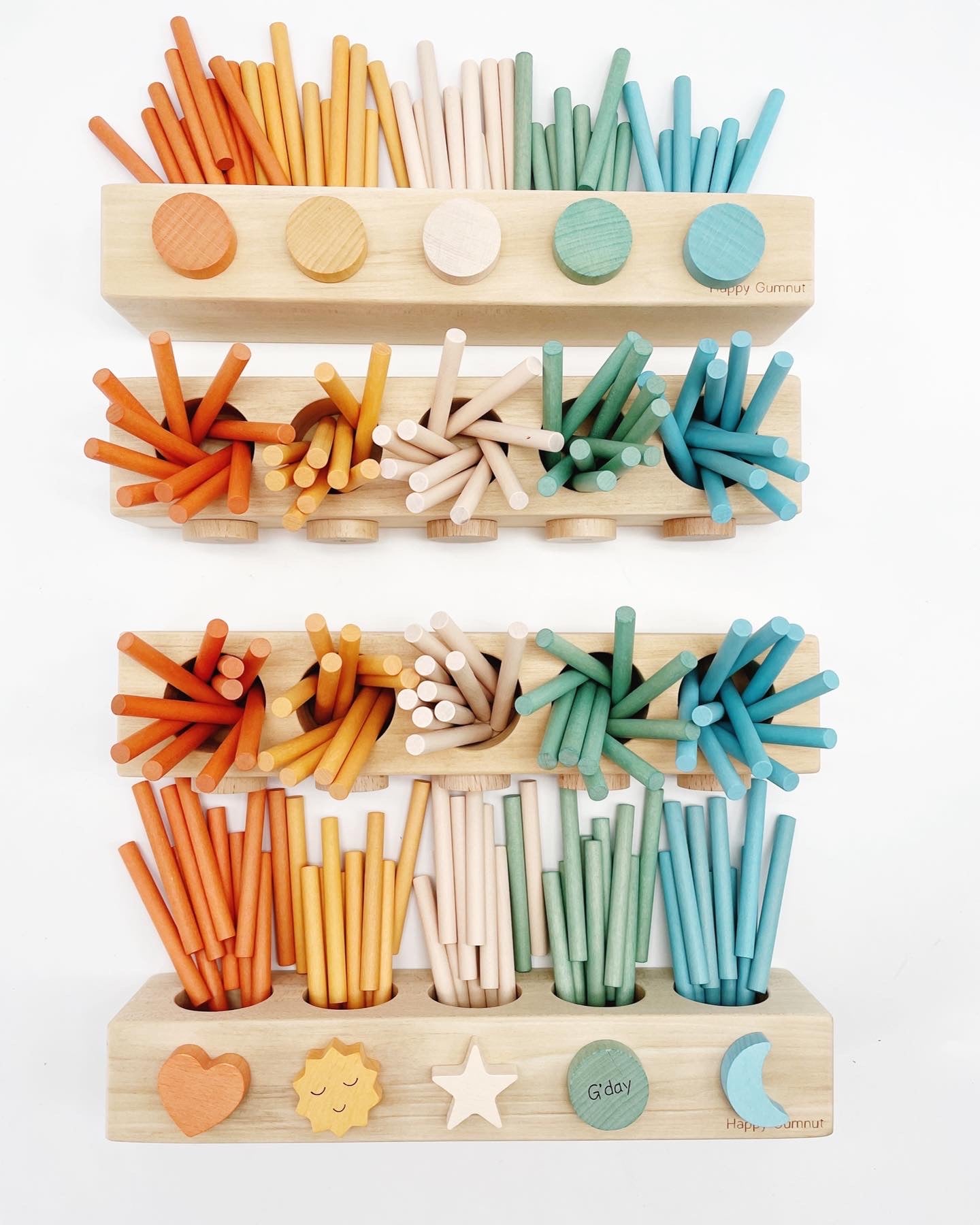 Happy Gumnut Montessori Counting Stick Number Rods with Magnetic Tray