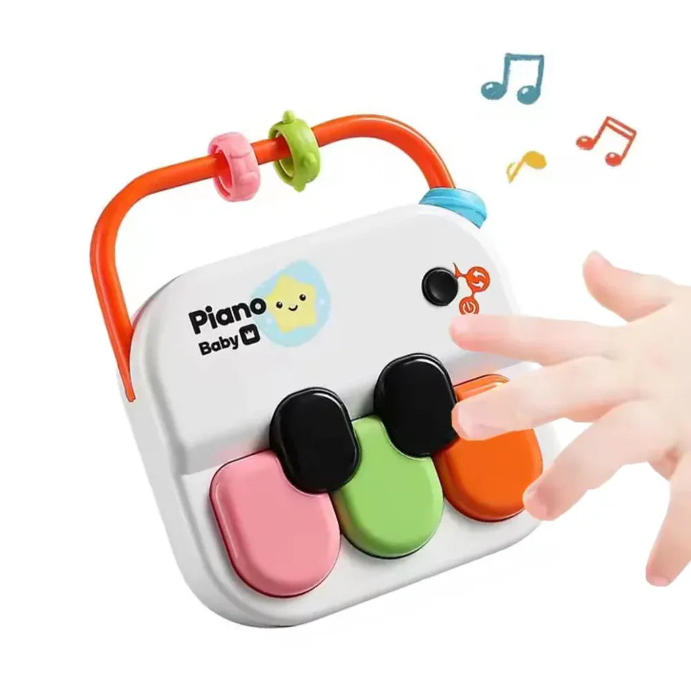 Fidtoy Série de hochets d'éveil musical 3-en-1, ensemble de hochets musicaux pour bébé avec lumières, jouet sensoriel piano, tambourin pour les 12 mois et plus