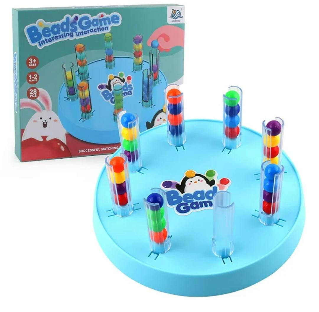 Fidtoy Beads Tube Ball Mind Pattern Game for Kids – Color Matching Bead Sorting Puzzle Toy for Logic Thinking, Fine Motor Skills & Two Player Educational Play