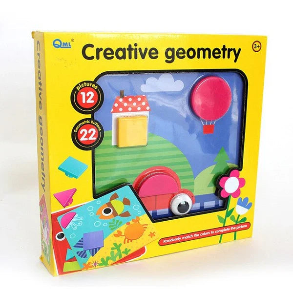 Fidtoy Jouet Bouton Géométrique avec 12 Cartes Illustrées