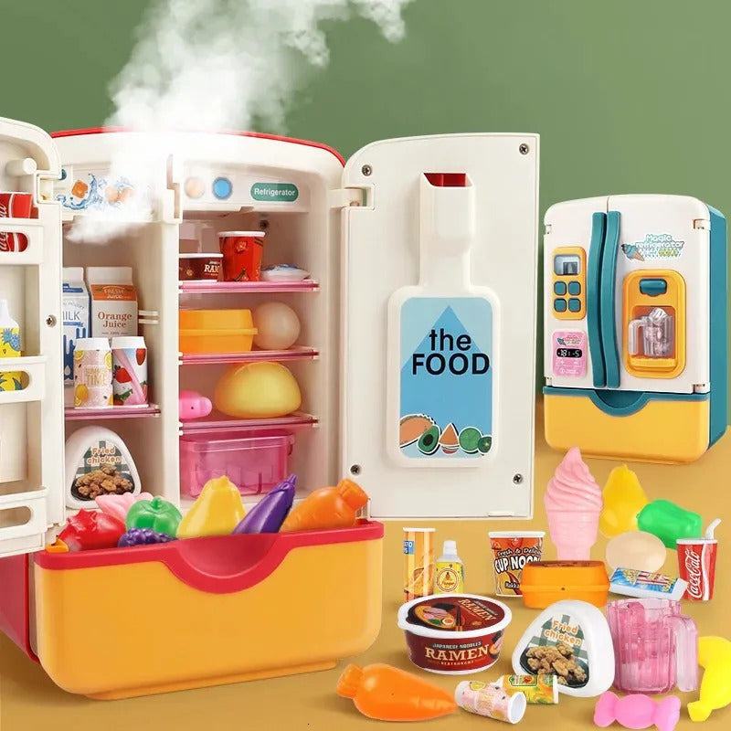 Fidtoy Mini Fridge Refrigerator Pretend Play Toy for Kids Kitchen Role Play Learning Set
