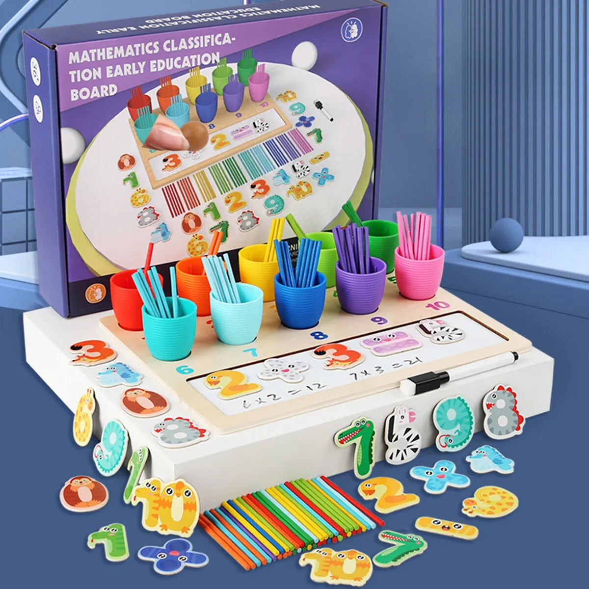 Fidtoy Mathematics Classification Early Education Learning Board Wooden Counting Color Sorting Montessori Math Toy for Preschoolers