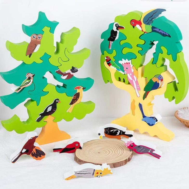 Puzle de árbol de pájaros australianos / europeos - Juguetes de motricidad fina