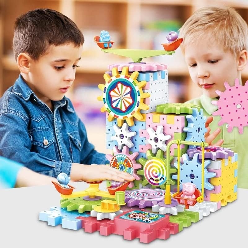 Fidtoy Magical Electronic Interlocking Gear Blocks 83 Pieces STEM Building Toy for Preschool Kids Age 2-6