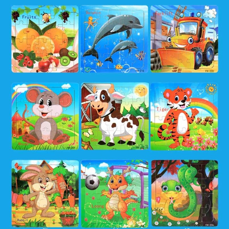 Fidtoy Wooden Cartoon Puzzle 20 Piece Educational Toy for Kids