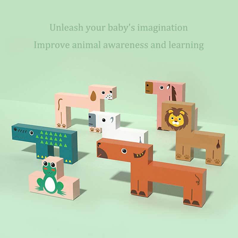 Juguete de equilibrio de animales de madera Fidtoy Bloques Montessori apilables