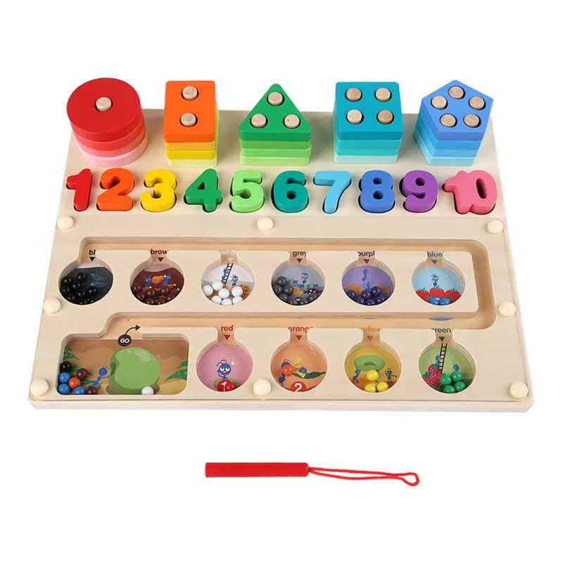Fidtoy Montessori Magnetic Color Number Maze Toy for Toddlers Fine Motor Skills Learning Board Counting Sorting Educational Toy Travel Quiet Activity