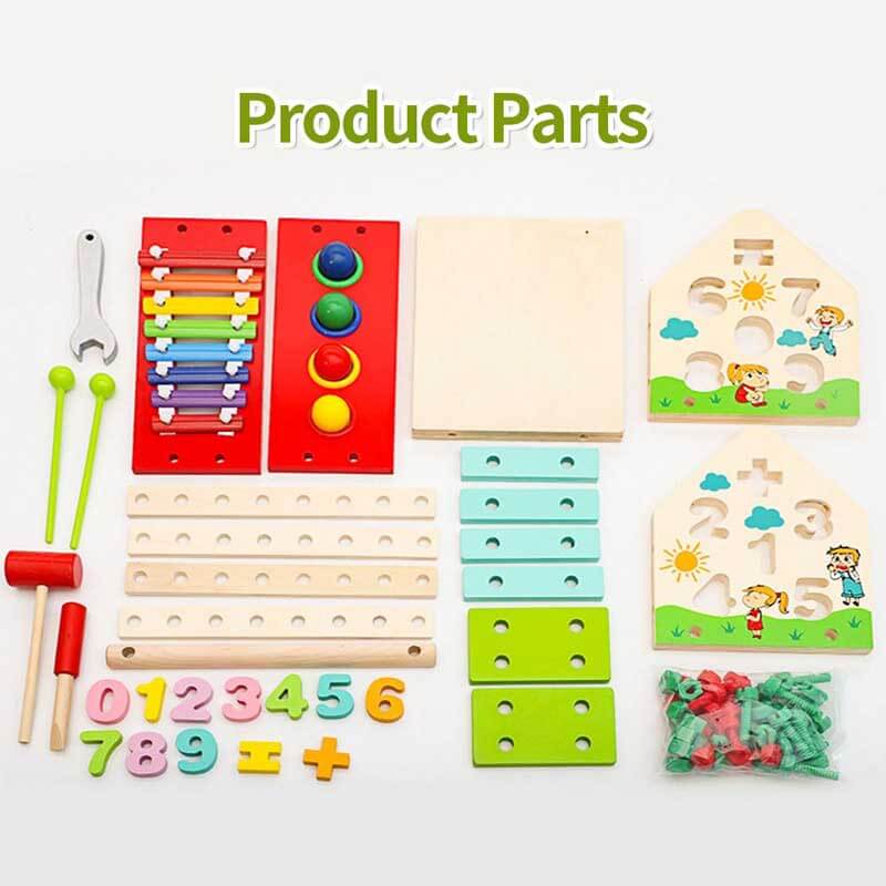 Fidtoy Wooden Activity Cube Montessori Busy House Toy for Toddlers Multi-Activity Learning