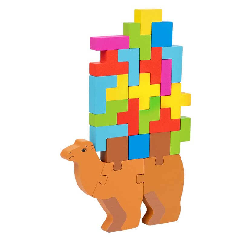 Fidtoy Jouet d'Équilibre en Bois, Blocs de Construction Tetris pour Enfants