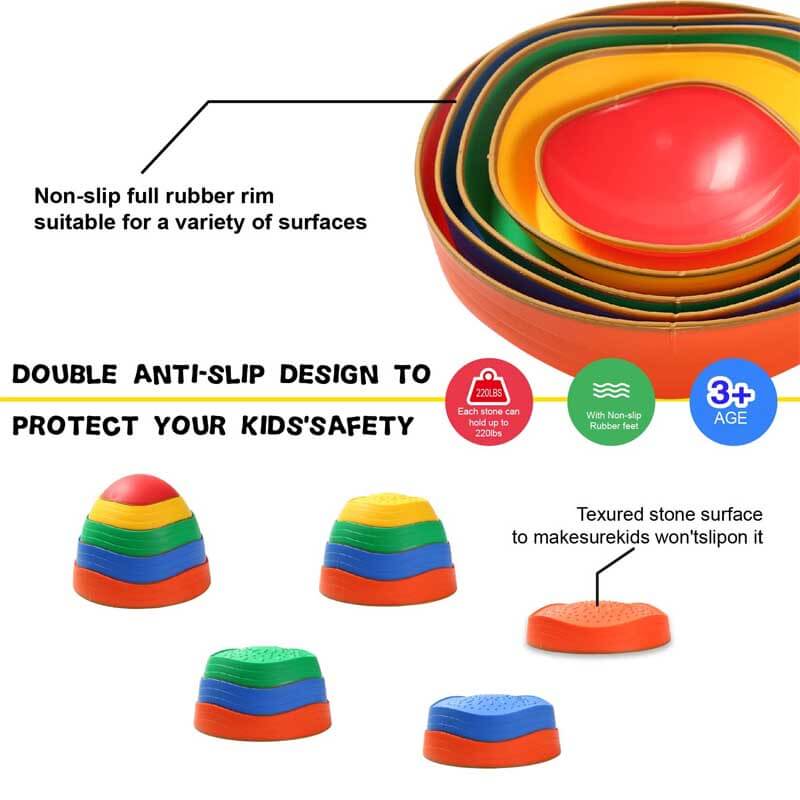 Fidtoy Balance Stepping Stones for Kids Indoor Outdoor Active Play Toy Coordination Training Obstacle Course Toy for 3 4 5 Year Old Kids