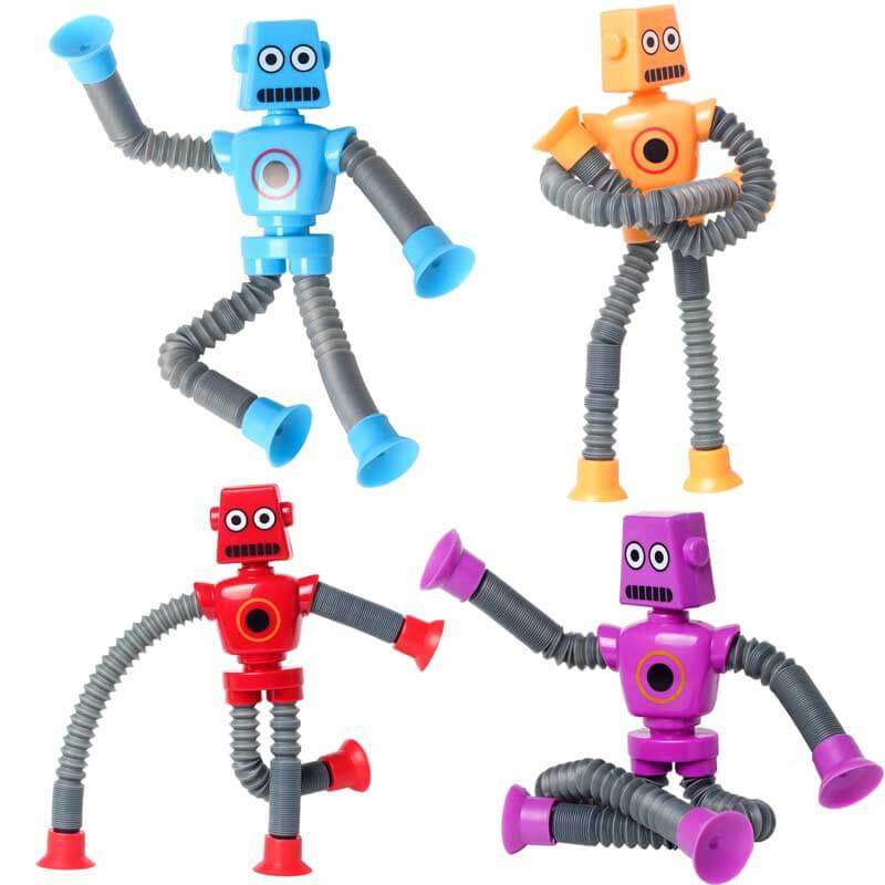 Jouet Girafe Télescopique Ventouse Fidtoy - Jouet Sensoriel avec Lumières LED et Tubes Rétractables