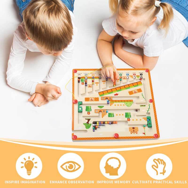 Fidtoy Magnetic Color Number Maze Wooden Learning Toy for Kids