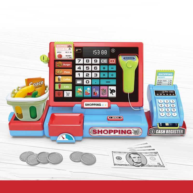 Fidtoy Kids Cash Register Toy Pretend Play Supermarket Set