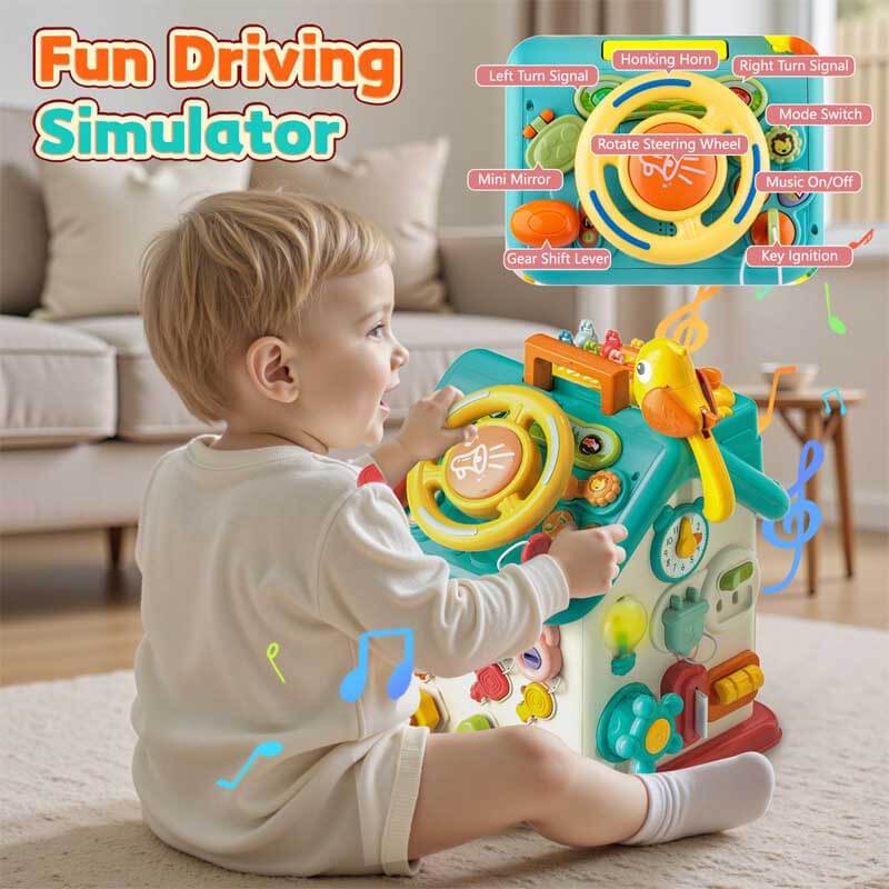 Fidtoy Montessori Cube d'activités pour tout-petits – Jouet d'apprentissage interactif pour le développement des premières compétences, de la motricité fine et de la croissance cognitive