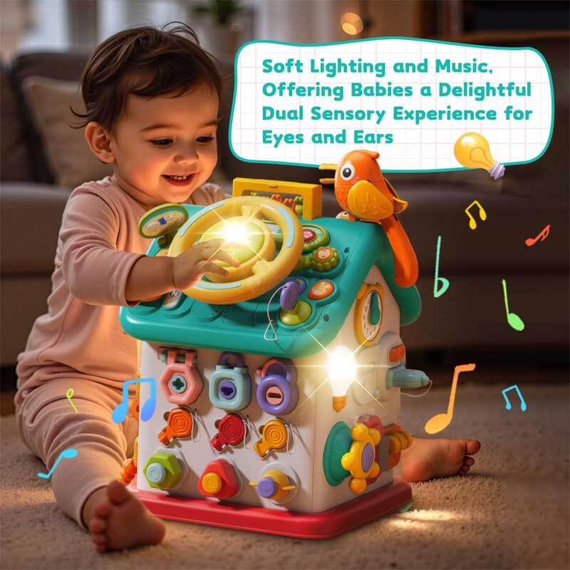 Fidtoy Montessori Cube d'activités pour tout-petits – Jouet d'apprentissage interactif pour le développement des premières compétences, de la motricité fine et de la croissance cognitive