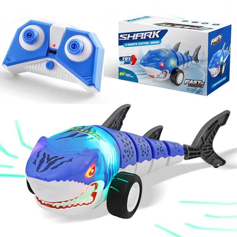 Fidtoy Remote Control Shark Car Toy with LED Lights 2.4GHz RC Shark Vehicle 360 Spin Drift Remote Control Car for Kids Indoor Outdoor Play