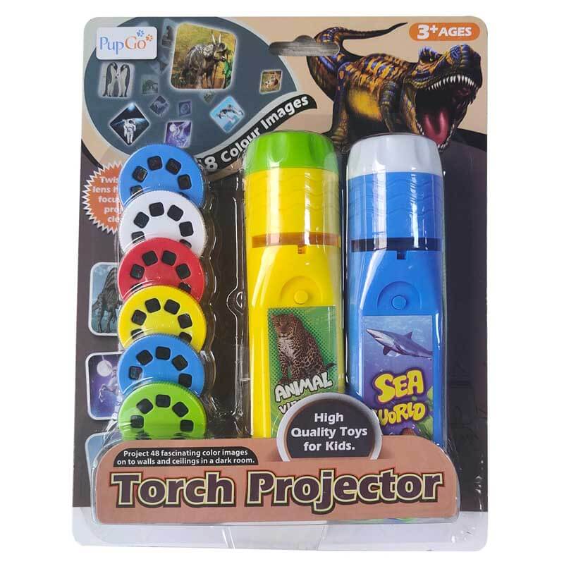 Fidtoy Proyector de Juguete con Linterna para Niños Luz de Aprendizaje Animal y Espacial