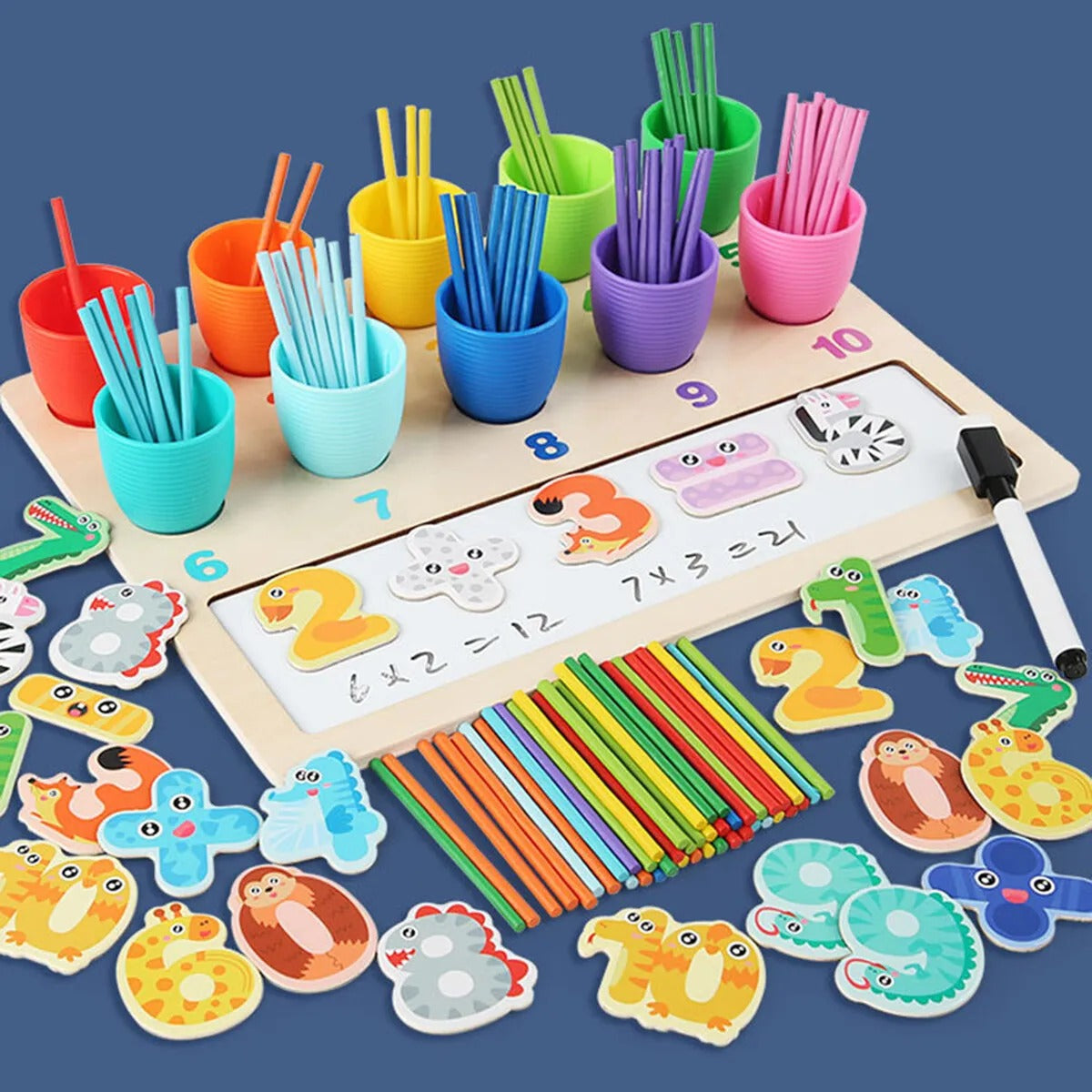 Fidtoy Mathematics Classification Early Education Learning Board Wooden Counting Color Sorting Montessori Math Toy for Preschoolers