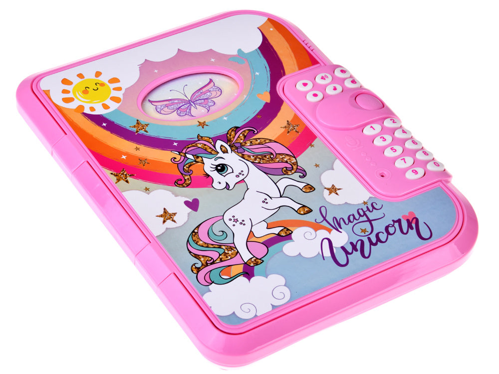Fidtoy Journal interactif secret et magique 2 en 1 Licorne, Journal rose avec mot de passe, enregistrement, lecture, changement de voix, rangement secret, carnet et marqueur, à partir de 6 ans