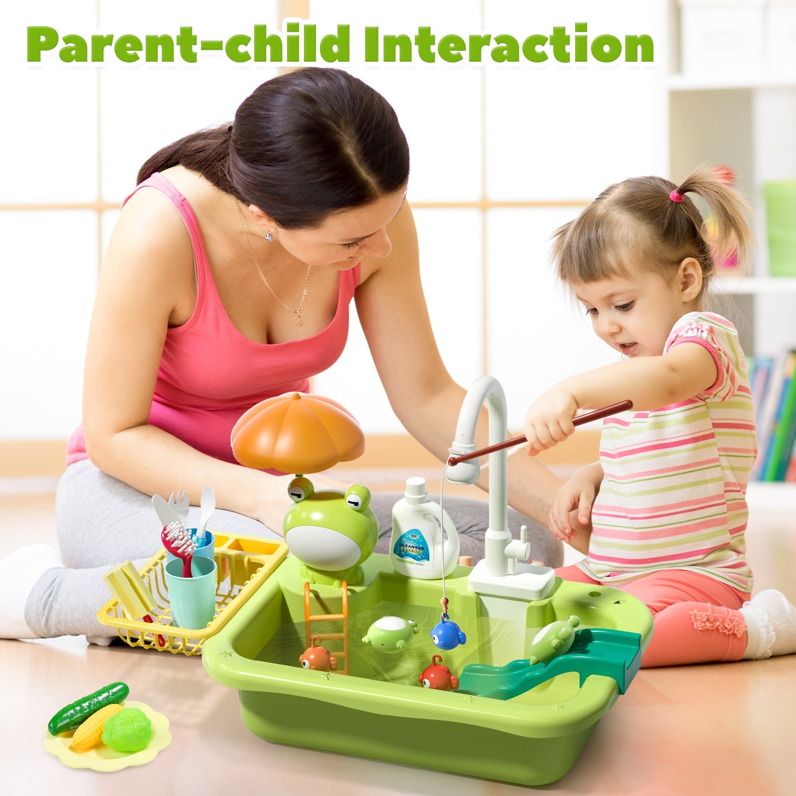 Fidtoy Kitchen Sink Playset with Running Water for Kids 3+