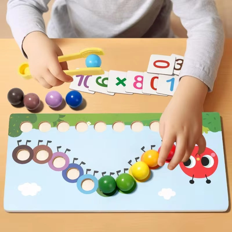 Fidtoy Montessori Caterpillar Math Colorful Beads Learning Toy for Kids Counting Sorting Number Matching Age 2-6