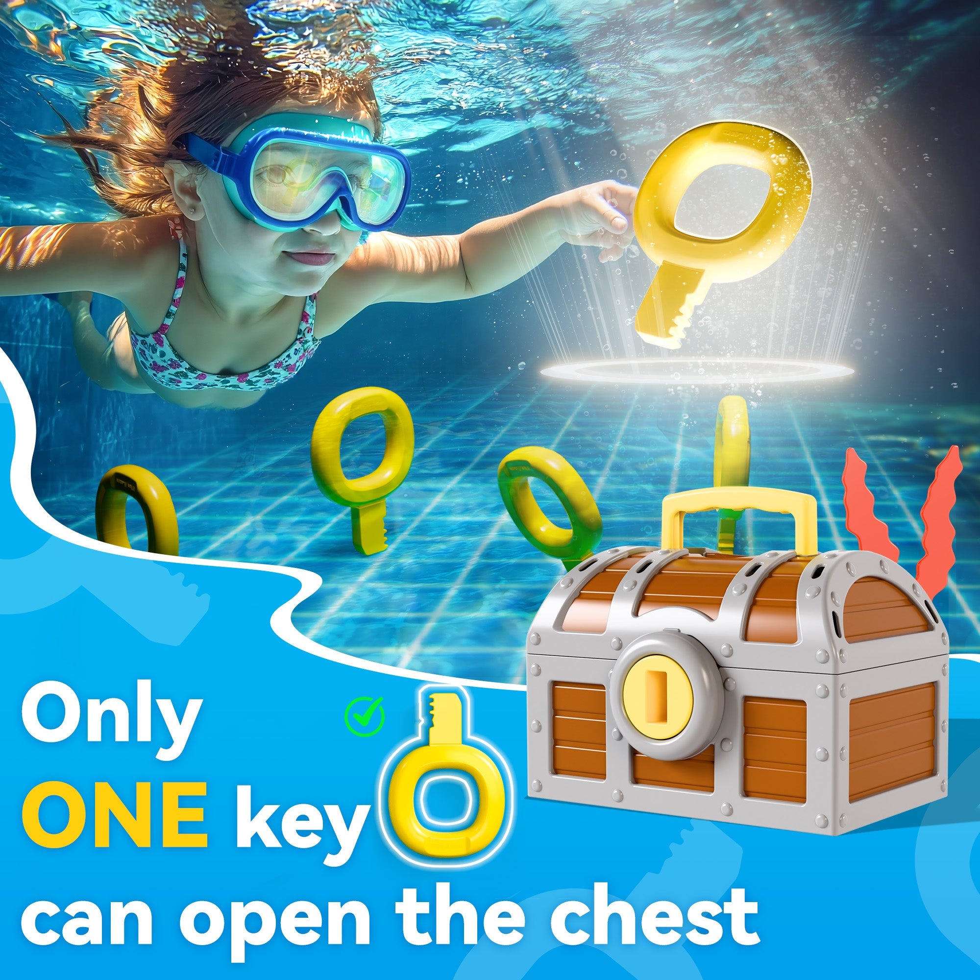 Pool Wave Kids Diving Pool Toy, Treasure Chest Water Dive Game