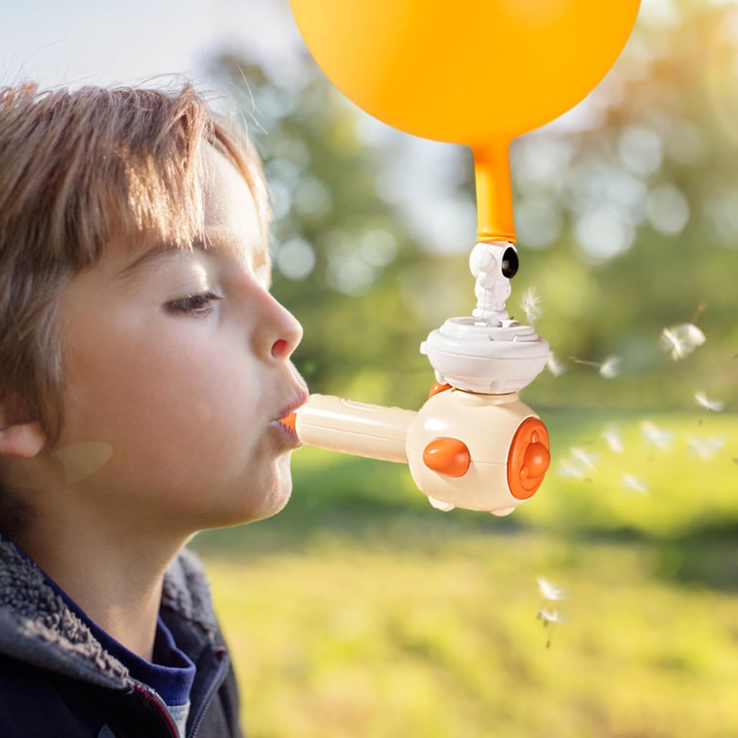 Fidtoy 3 en 1 Souffleur Flottant Ballon Jouet d'Activité pour Enfants – Jouet Montessori d'Entraînement Respiratoire avec Balle Flottante, Lanceur de Ballons et Sifflet pour les 3 ans et plus