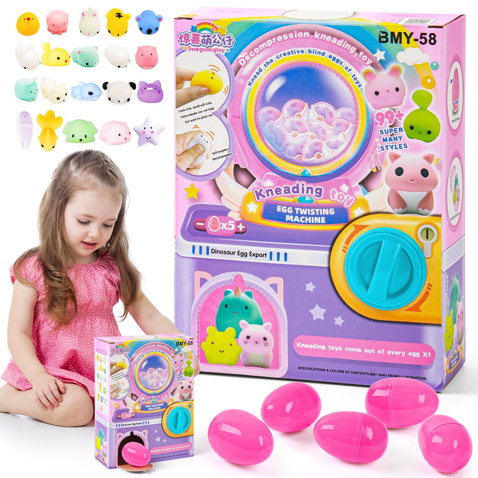 Jouets de Machine Distributrice d'Animaux Aléatoires Jouet Interactif Torsadé avec 5 Œufs d'Animaux Aléatoires Cadeau de Jeu Créatif pour Enfants de 3 Ans et Plus