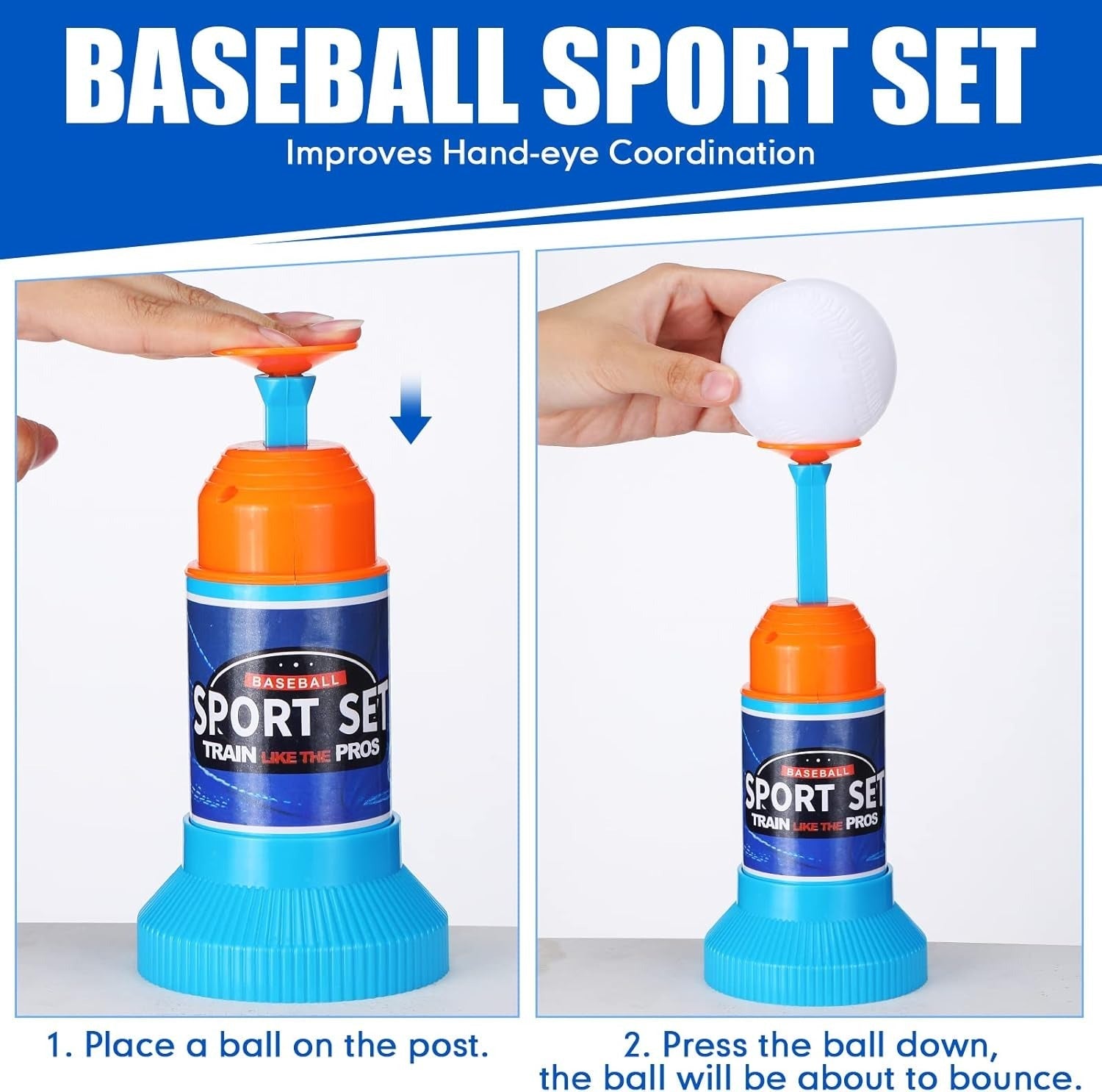 Fidtoy Baseball Sports Play Set For Kids Beginner T Ball Batting Toy Set with Launcher, Bat and Soft Baseballs for Outdoor Practice
