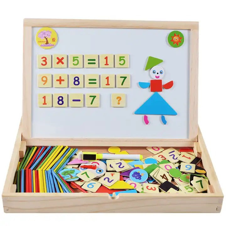 Tablette de puzzle magnétique 2-en-1 pour l'apprentissage de l'arithmétique - 000