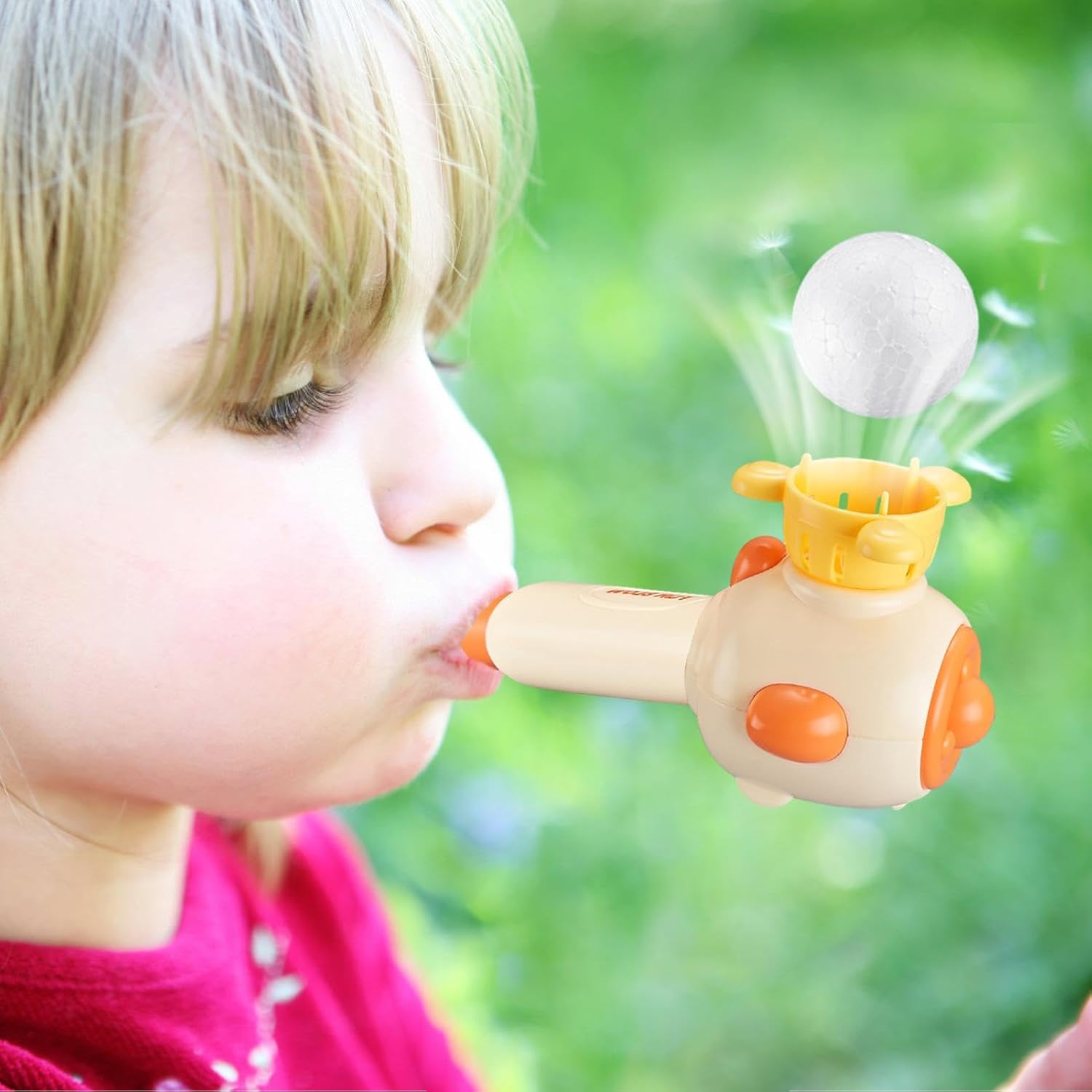 Fidtoy 3 en 1 Souffleur Flottant Ballon Jouet d'Activité pour Enfants – Jouet Montessori d'Entraînement Respiratoire avec Balle Flottante, Lanceur de Ballons et Sifflet pour les 3 ans et plus