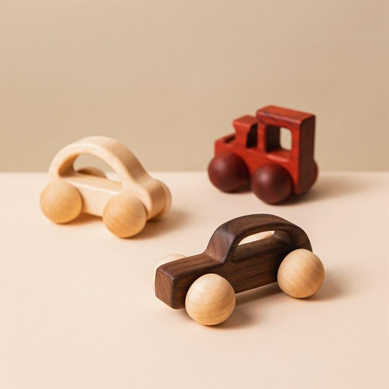 Fidtoy Wooden Car Set for Toddlers – 3 Piece Baby Push and Roll Toy Cars