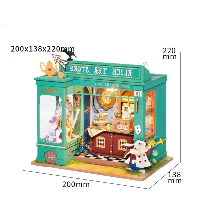 Doll House With Furniture Children Green Miniature Dollhouse Wooden Kits Assemble Toy Xmas Birthday Gifts