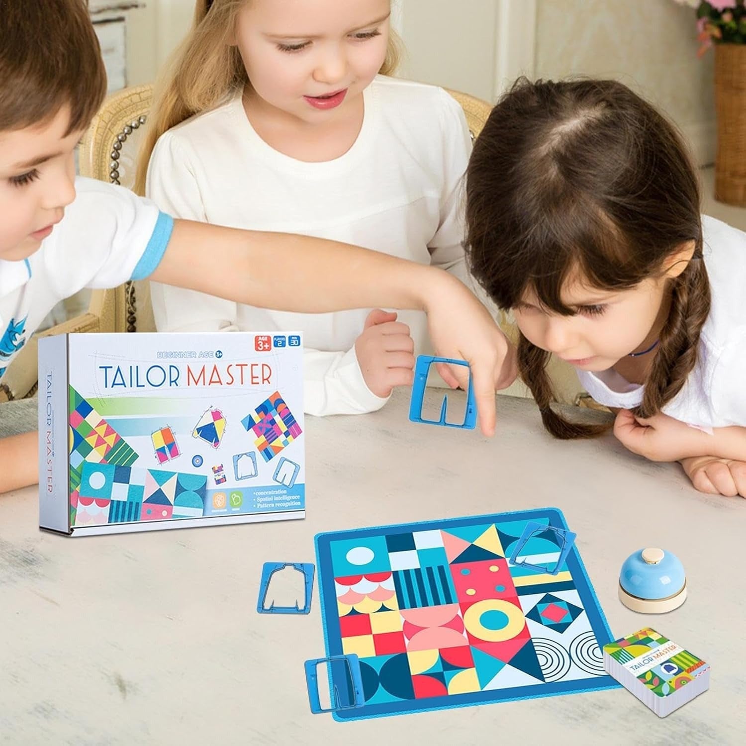 Fidtoy Tailor Master Interactive Pattern Challenge Game for Kids | Multiplayer Pattern Matching Board Game, Two-Player Color & Shape Challenge, Focus, Observation, Memory & Social Play Toy Age 2-6