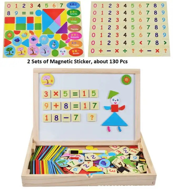Tablette de puzzle magnétique 2-en-1 pour l'apprentissage de l'arithmétique - 000